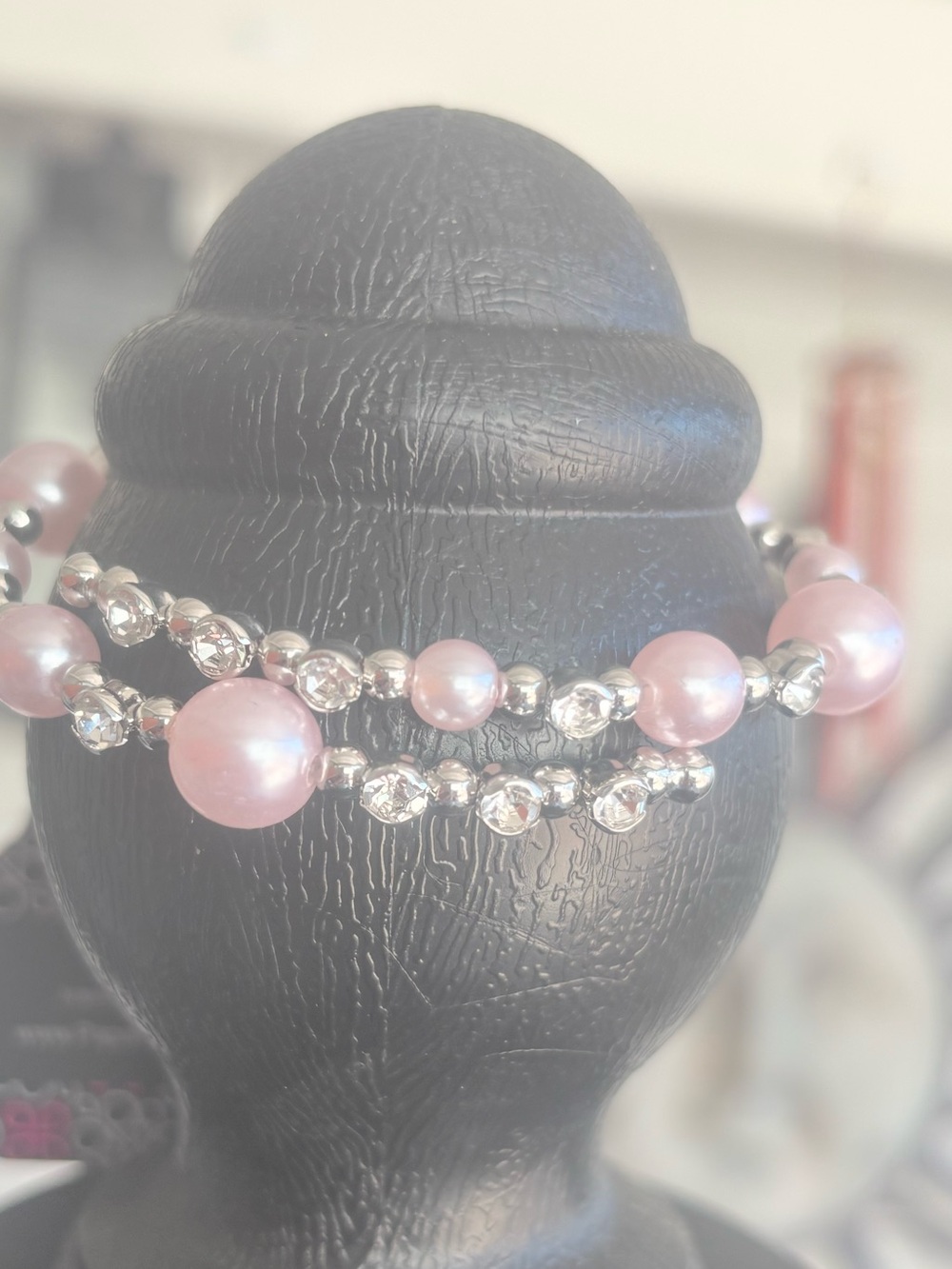 Elegant Pink Pearl and Rhinestone Women's Bracelet